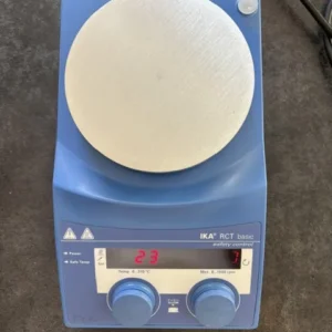 Agitateur magnétique chauffant IKA RCT basic Safety Control d’occasion vu de dessus, plaque et commandes