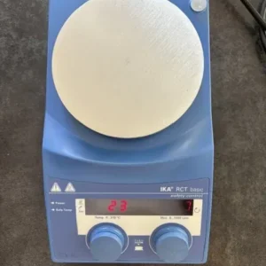 Agitateur magnétique chauffant IKA RCT basic Safety Control d’occasion vu de dessus, plaque et commandes
